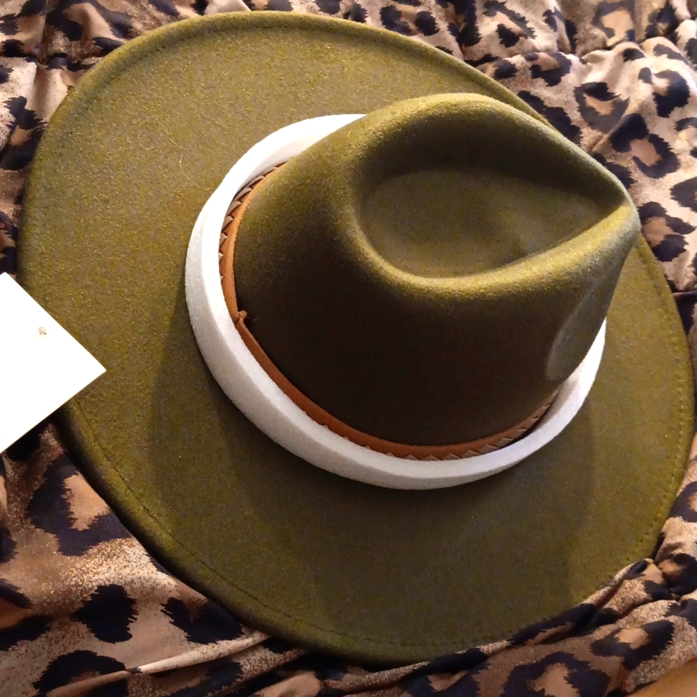 Fedora Hat Green with brown band
